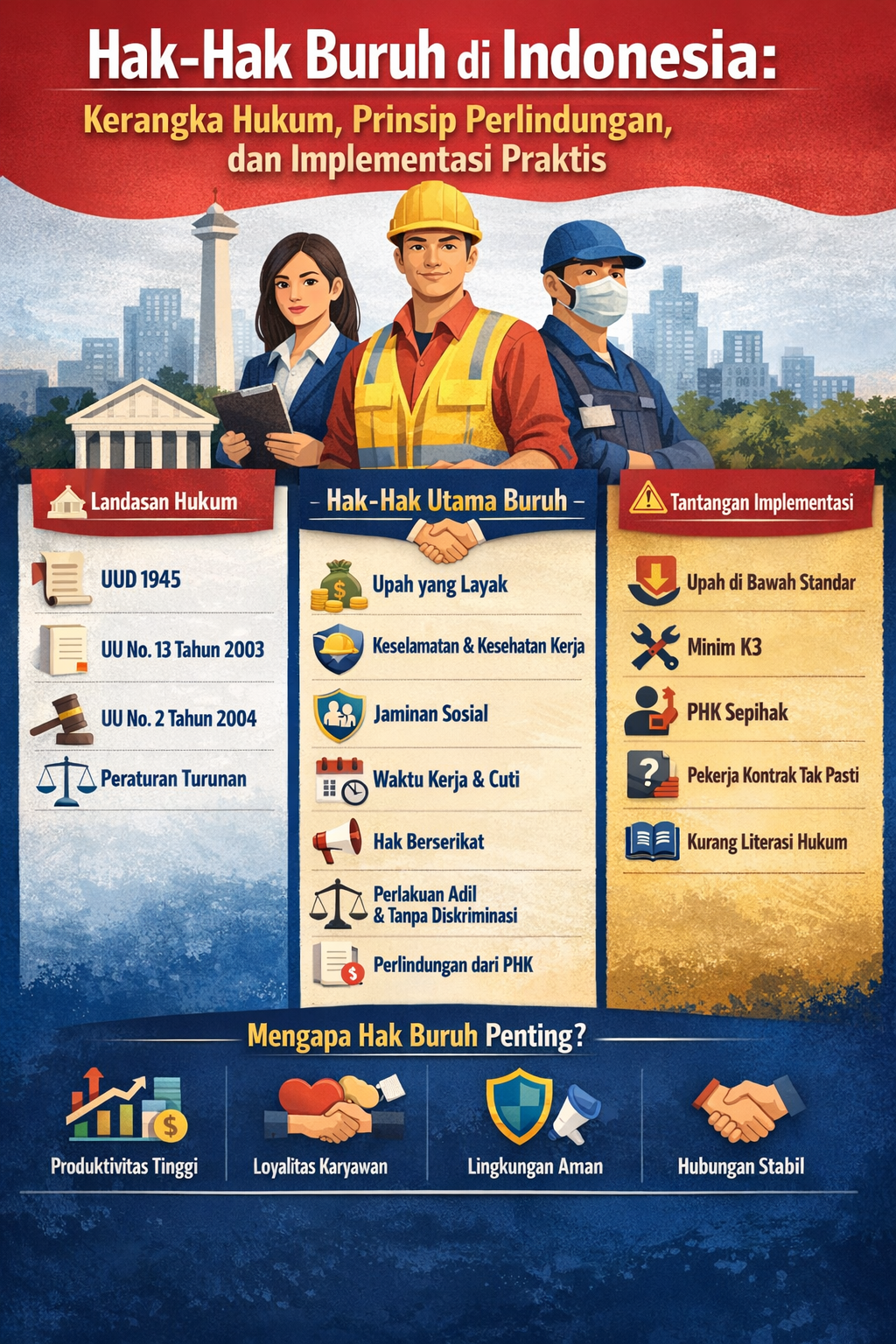 Hak Hak Buruh di Indonesia: Kerangka Hukum, Prinsip Perlindungan, dan Implementasi Praktis