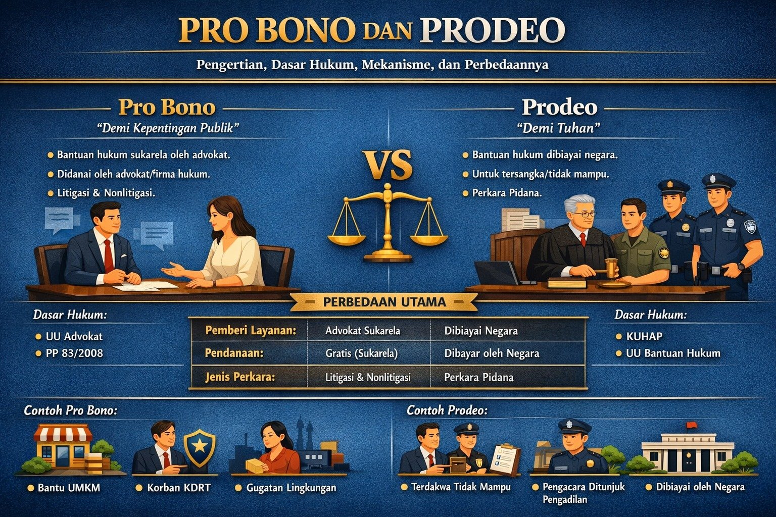 Pro Bono dan Prodeo: Pengertian, Dasar Hukum, Mekanisme, dan Perbedaannya
